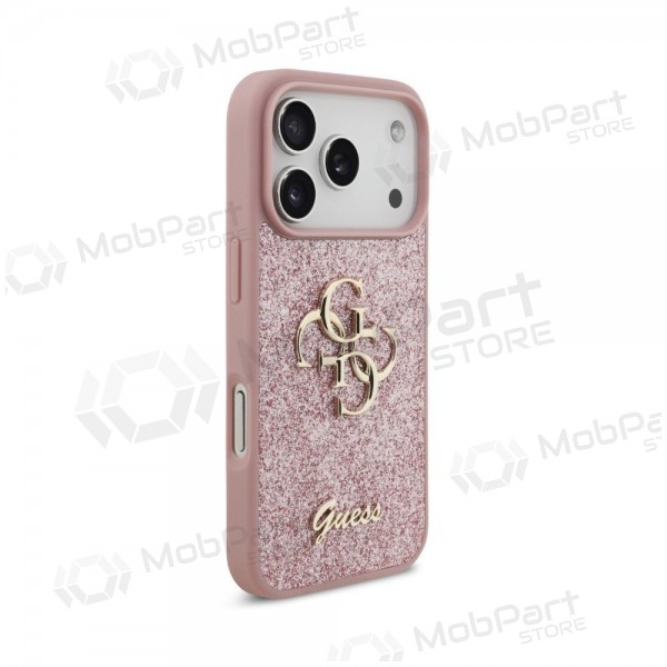 Apple iPhone 18 Pro hülle - Guess PU Fixed Glitter 4G Metal Logo (rosa)