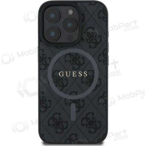 Apple iPhone 16 Pro hülle - Guess PU Leather 4G Colored Ring MagSafe (schwarz)