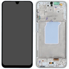 Ekranas Samsung A266 A26 5G su lietimui jautriu stikliuku und rėmeliu White original (service pack)