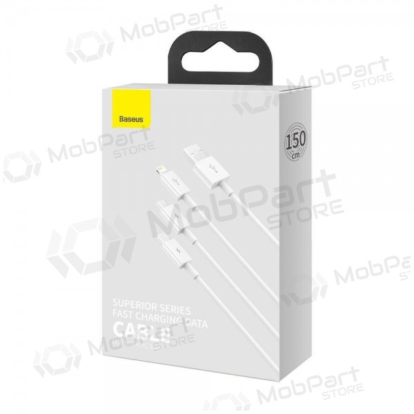 Kabel Baseus Superior USB - microUSB+Lightning+Type-C 3.5A 1.5m (Weiß) CAMLTYS-02