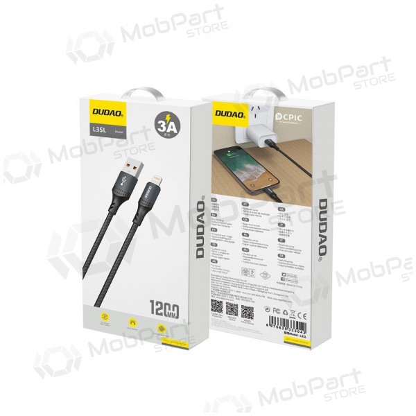 Lightning Kabel Dudao L3SL USB-A zu Lightning 1.2 m 3 A schwarz