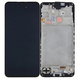 Ekranas Samsung A165 A16 4G su lietimui jautriu stikliuku und rėmeliu Black original (service pack)