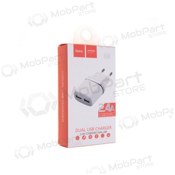 Ladegerät HOCO C12 Smart Dual USB (5V 2.4A) (Weiß)