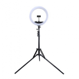 LED žiedinė Lampe 34.5cm, su trikoju stovu iki 1.85m, veidrodžiu und telefono laikikliu, USB