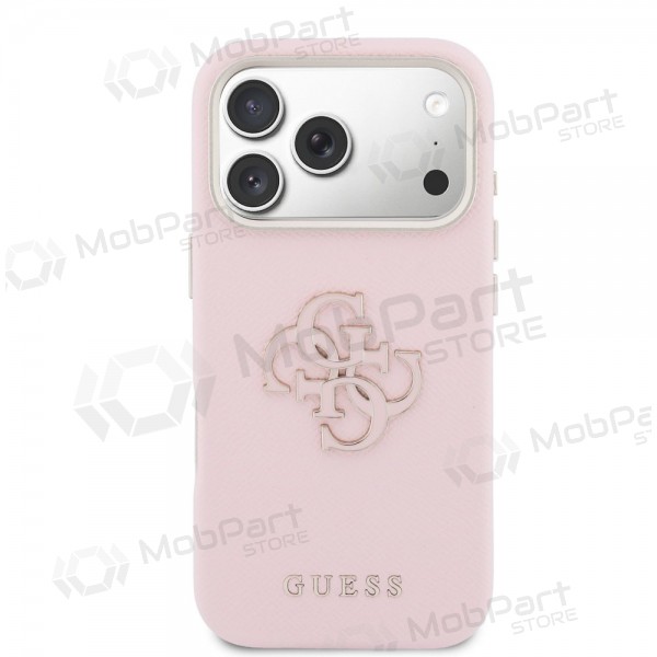 Apple iPhone 17 Pro Max hülle - Guess PU Grained 4G Resin Metal Logo (rosa)