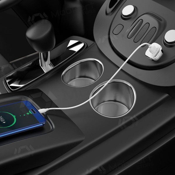 Ladegerät automobilinis Borofone BZ12A Quick Charge 3.0 + Type-C (Weiß)