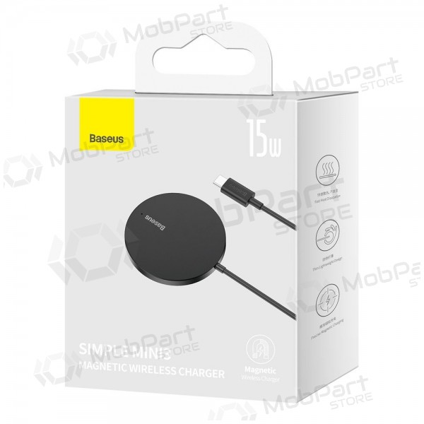 MagSafe kabelloses Ladegerät Baseus Simple Mini 3 15 W schwarz