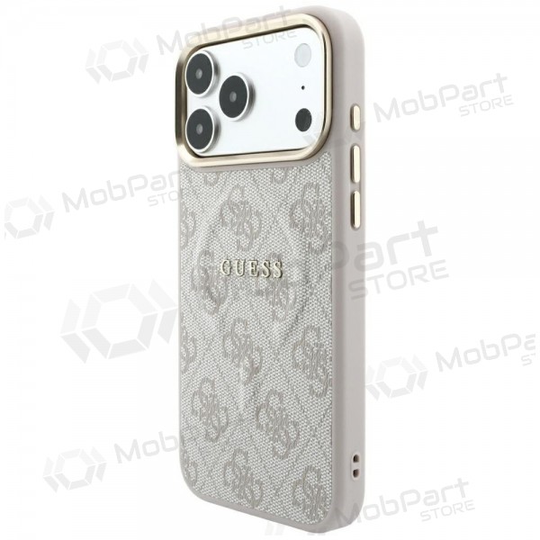 Apple iPhone 18 Pro hülle - Guess PU Leather 4G Gold Frame Embossed MagSafe (rosa)