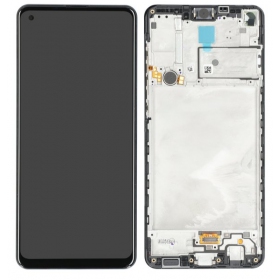 Ekranas Samsung A217F A21s su lietimui jautriu stikliuku und rėmeliu Black original