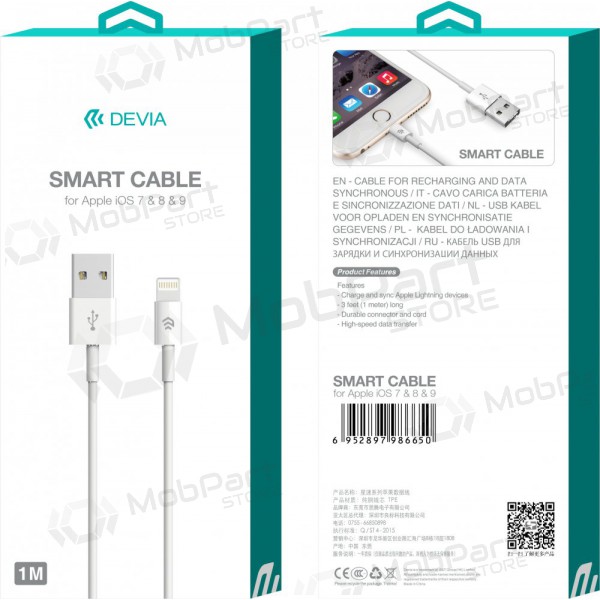 USB Kabel Devia Smart Lightning 2.0m (Weiß)