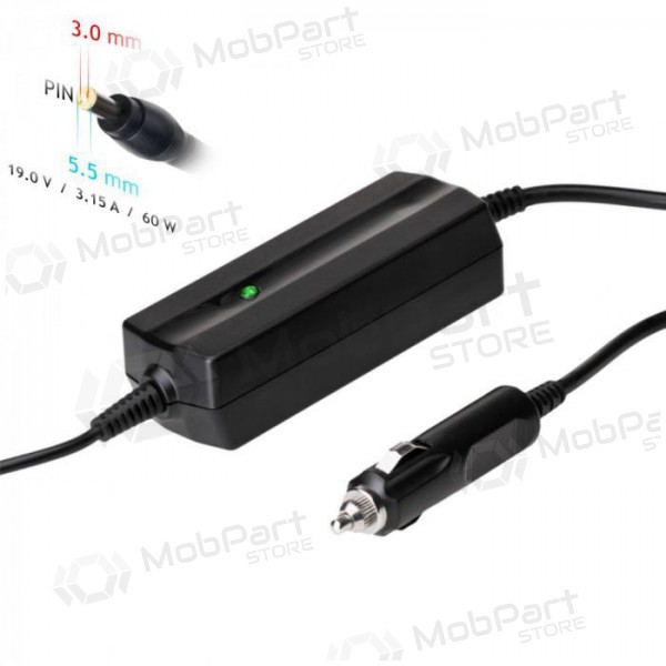 Automobilinis nešiojamojo kompiuterio pakrovėjas Akyga AK-ND-38 (19V / 3.16A 60W 5.5 x 3.0mm + pin) SAMSUNG 1.2m Automobilinis nešiojamojo kompiuterio pakrovėjas Akyga AK-ND-38 (19V / 3.16A 60W 5.5 x 3.0mm + pin) SAMSUNG 1.2m