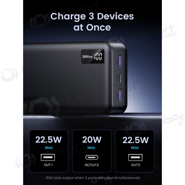 Externe Batterie Power Bank Ugreen PB313 20W 20000mAh (25683) Schwarz Externe Batterie Power Bank Ugreen PB313 20W 20000mAh (25683) Schwarz