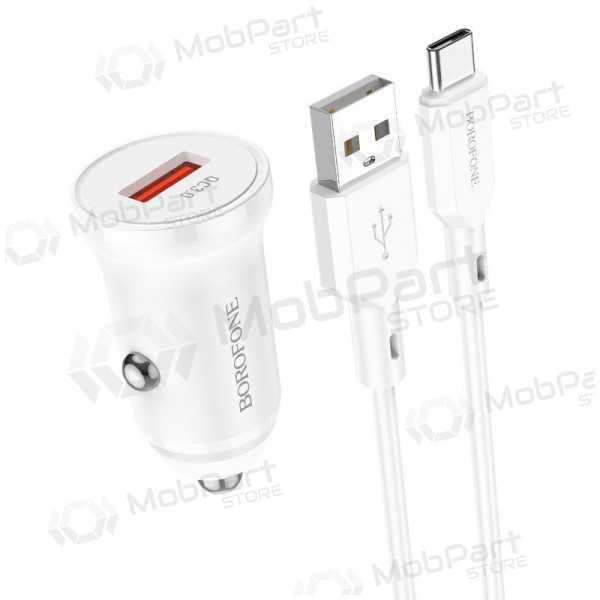 Ladegerät automobilinis Borofone BZ18 Quick Charge 3.0 18W + Type-C (Weiß)