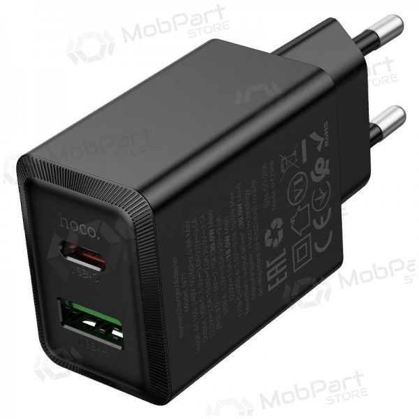 Telefonladegerät Hoco N71 30 W GaN USB-C + USB-A schwarz