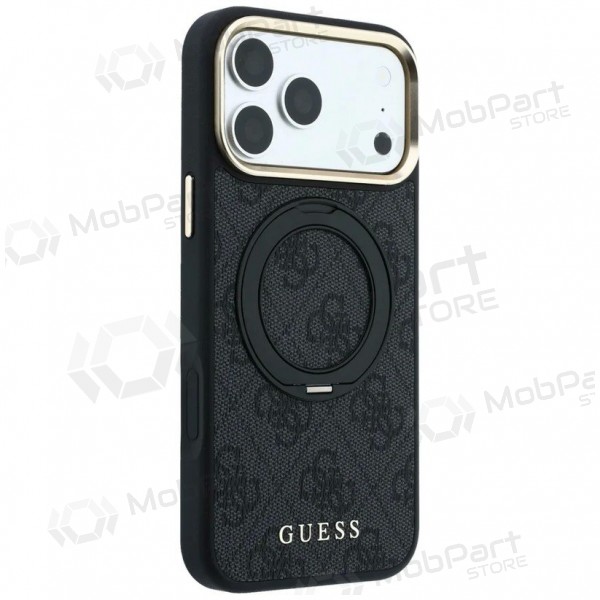 Apple iPhone 18 Pro Hülle - Guess PU 4G Ring Stand MagSafe (Schwarz)