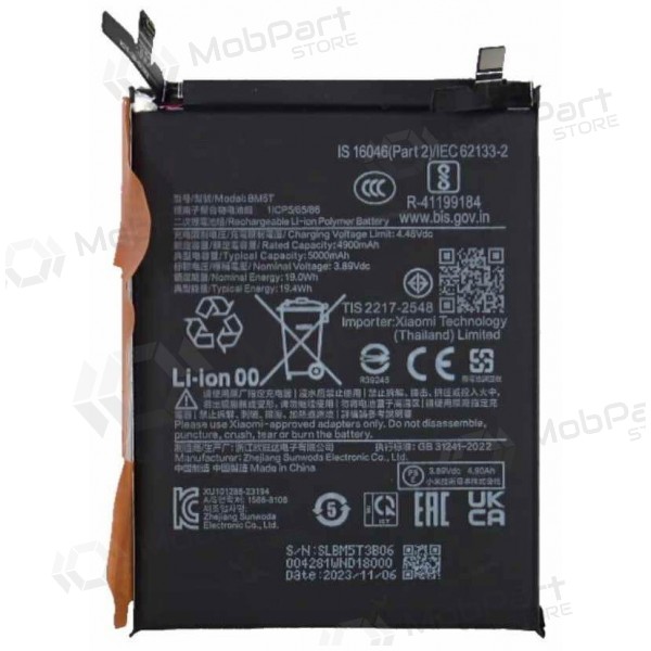 Xiaomi 13T, 14T, Poco X6 Pro, Poco M6 Pro 4G, Redmi Note 13 Pro 4G Akku, Batterie (BM5T) (Premium)