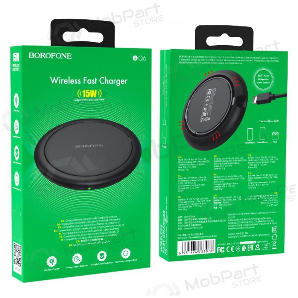 Ladegerät kabellos Borofone BQ6 QC3.0 (15W) (Schwarz)