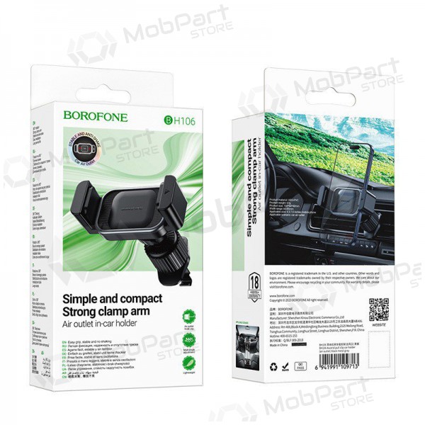 Halterung für Autotelefon Borofone BH106 (air vent) Schwarz Halterung für Autotelefon Borofone BH106 (air vent) Schwarz