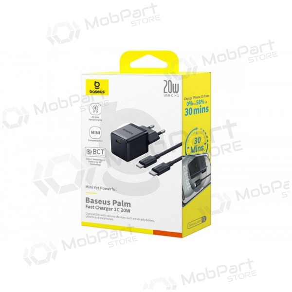 Ladegerät Baseus Palm 20W USB-C + USB-C to USB-C cable 1.0m Schwarz P10111602113-01