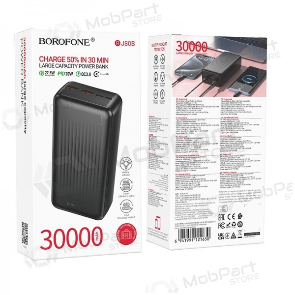 Externe Batterie Power Bank Borofone BJ80B 22.5W 30000mAh Schwarz