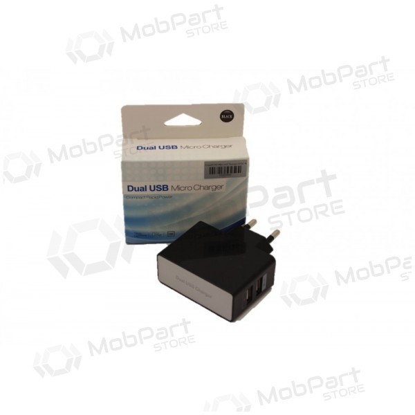Ladegerät (USB) (dual) (1A+2A) (Schwarz)