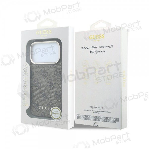Apple iPhone 18 Pro Max hülle - Guess PU Leather 4G Gold Frame MagSafe (braun)