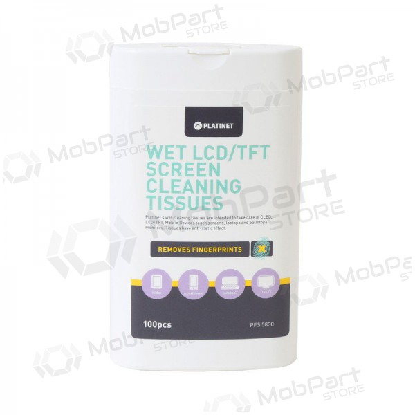Wet wipes PLATINET for LCD / TFT screens PLATINET 11x9,4cm (100Stck)