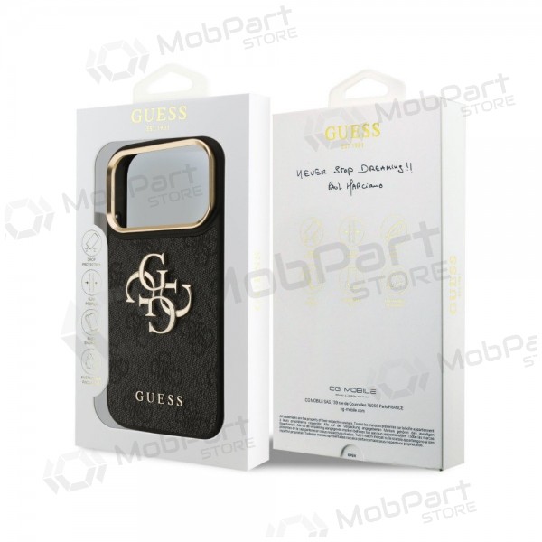 Apple iPhone 18 Pro Max hülle - Guess PU Leather 4G Metal Logo Gold Frame (schwarz)