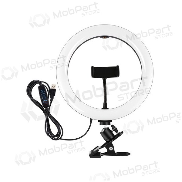 LED žiedinė Lampe 26cm, su telefono laikikliu und spaustuku, USB LED žiedinė Lampe 26cm, su telefono laikikliu und spaustuku, USB