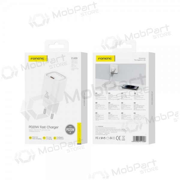 Telefonladegerät Foneng EU69 20 W USB-C weiß