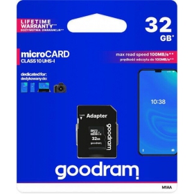 Speicherkarte GOODRAM MicroSD 32GB (class10 UHS-I) + SD Adapter