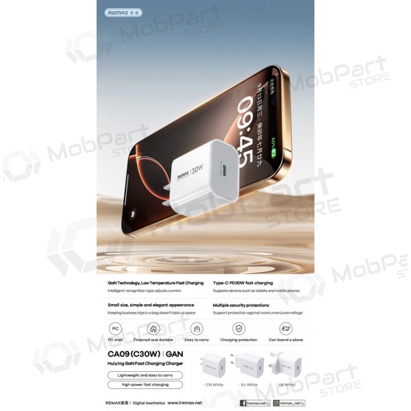 Telefonladegerät Remax CA09 30 W USB-C weiß