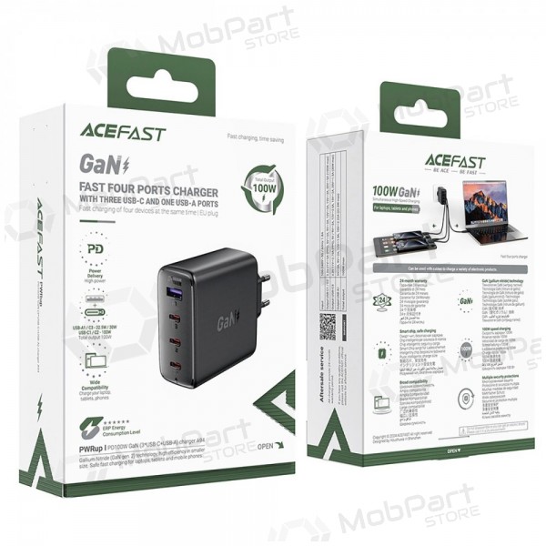 Telefonladegerät Acefast A94 100 W GaN 3x USB-C + USB-A schwarz