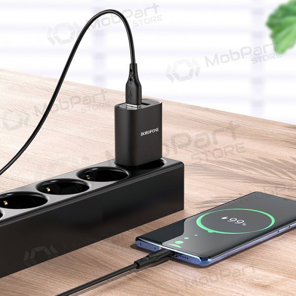 Ladegerät Borofone BN2 2xUSB 2.1A + USB Type-C (Schwarz)