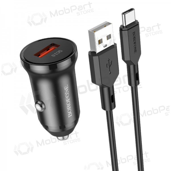Ladegerät automobilinis Borofone BZ18 Quick Charge 3.0 18W + Type-C (Schwarz)