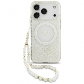 Apple iPhone 18 Pro Max hülle - Guess IML Flowers Allover Strap MagSafe (rosa)