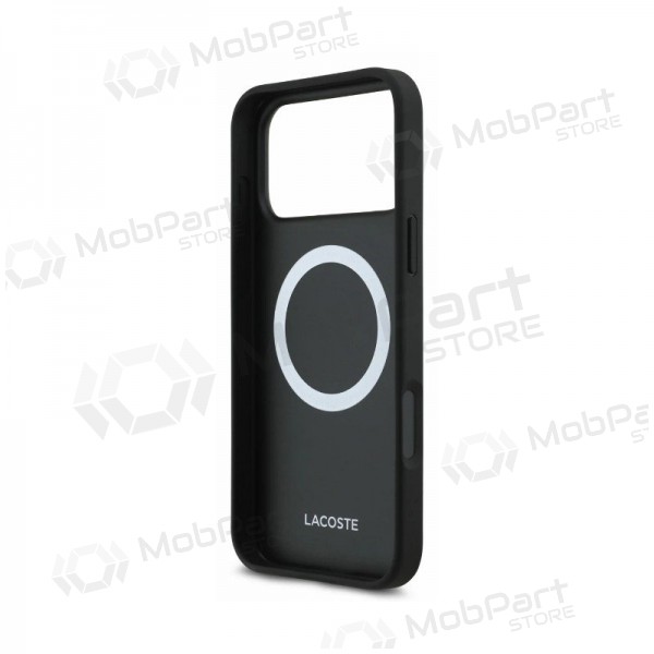 Apple iPhone 18 Pro Hülle - Lacoste PVC Petit Pique Semi Wrap Embossed MagSafe (Schwarz)
