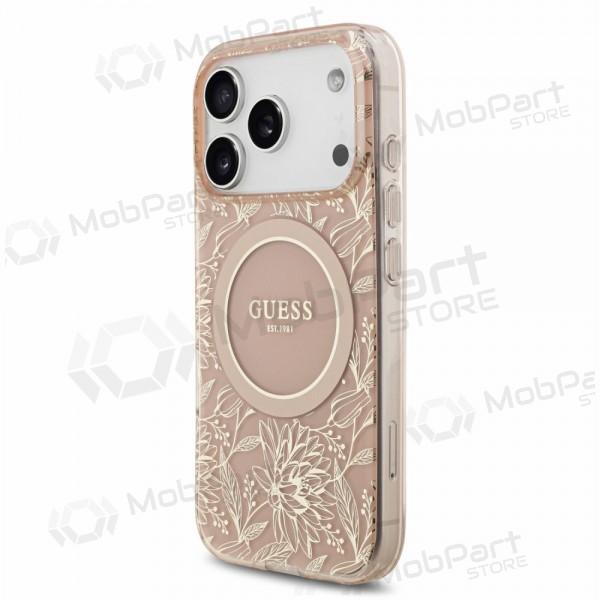 Apple iPhone 18 Pro Max hülle - Guess IML Flowers Allover Strap MagSafe (rosa)