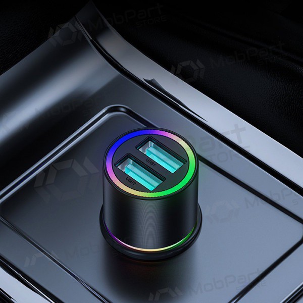 Ladegerät automobilinis Joyroom JR-CL10 LED 2xUSB 24W (Schwarz)
