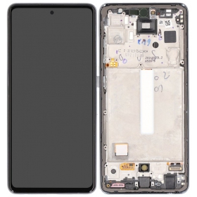 Ekranas Samsung A528 A52S 2021 su lietimui jautriu stikliuku und rėmeliu Awesome Black OLED (real size)