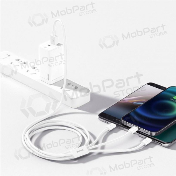 Kabel Baseus Superior USB - microUSB+Lightning+Type-C 3.5A 1.5m (Weiß) CAMLTYS-02