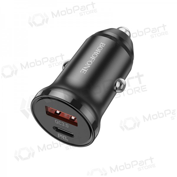 Ladegerät automobilinis Borofone BZ18A USB-A/Type-C PD20W+QC3.0 (Schwarz)