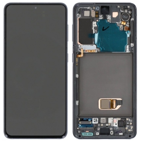 Ekranas Samsung G991 S21 5G su lietimui jautriu stikliuku und rėmeliu Phantom Grey original (service pack)