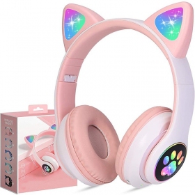 Kabellose Cat Glow On-Ear-Kopfhörer mit Mikrofon USB-C + 3,5 mm