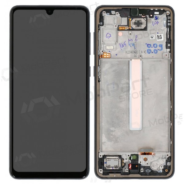Ekranas Samsung A336 A33 5G 2022 su lietimui jautriu stikliuku und rėmeliu Black OLED (real size)