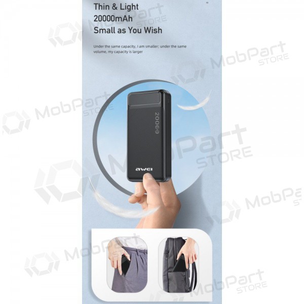 Externe Batterie Power Bank Awei P6K 5V/2.1A 20000mAh Schwarz