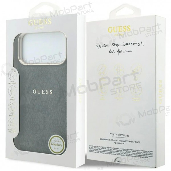 Apple iPhone 18 Pro hülle - Guess PU Leather 4G Gold Frame Embossed MagSafe (schwarz)