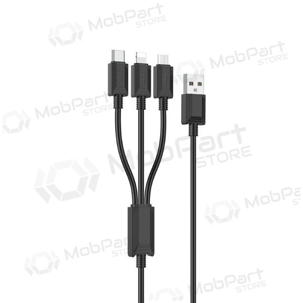 USB Kabel Hoco X74 3in1 microUSB-Lightning-Type-C 1.0m (Schwarz)