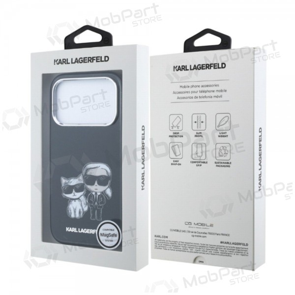 Apple iPhone 18 Pro Hülle - Karl Lagerfeld PU Semi Wrap Smooth Sketch Bodies MagSafe (Schwarz)