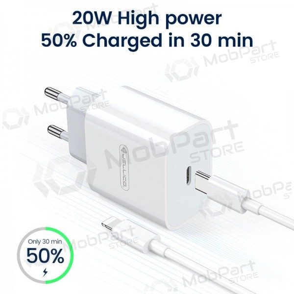 Ladegerät Jellico AK180 20W USB-C + USB-C to Lightning cable 1.0m Weiß